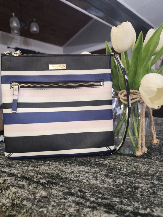 kate spade Handbags - kate spade Laurel Way Striped Crossbody in Navy, Black & Pale Pink-9.5×9×1.5
